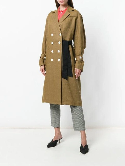 Shop Eudon Choi Double Buttoned Trench Coat - Brown