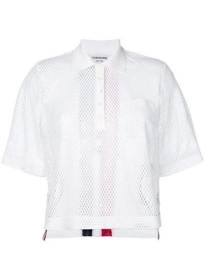 Shop Thom Browne Mesh Polo Shirt In White