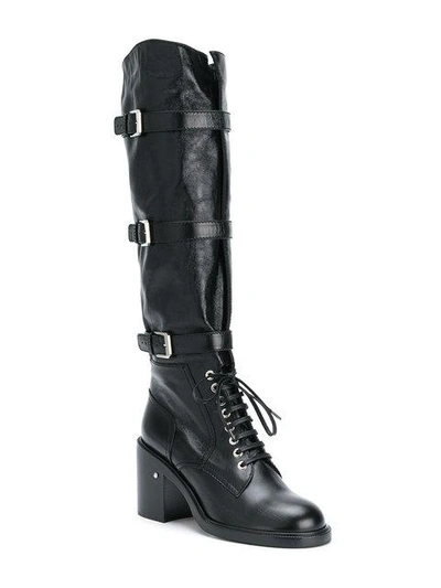 buckled knee high boots