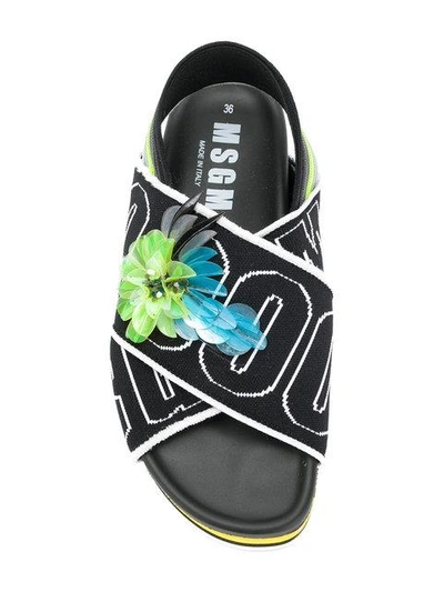 Shop Msgm Logo Embellished Sandals In Black
