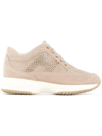 Shop Hogan Studded Sneakers - Neutrals