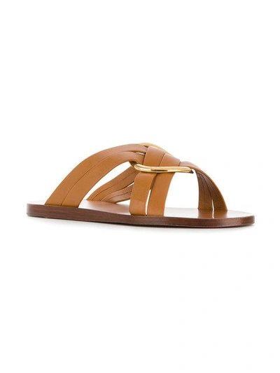 Shop Chloé Rony Flat Sandals In Brown