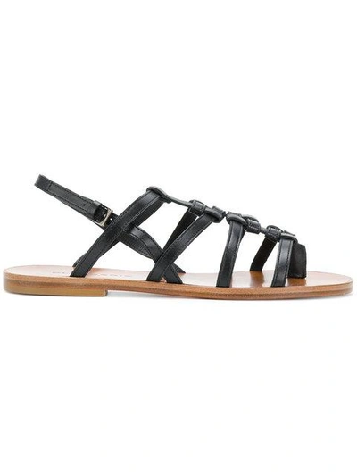 Shop Robert Clergerie Flat Strappy Sandals In Black