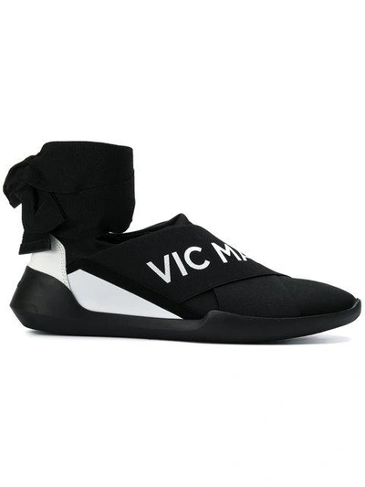 Shop Vic Matie Ankle-tied Logo Sneakers - Black