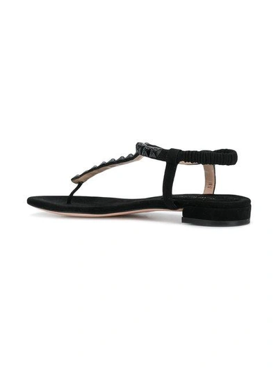 Shop Stuart Weitzman Esme Flat Sandals In Black