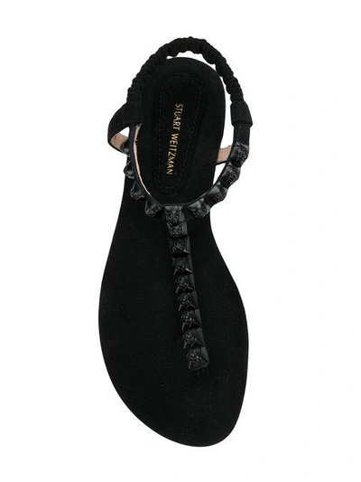 Shop Stuart Weitzman Esme Flat Sandals In Black