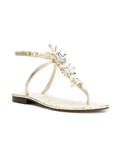 Shop Emanuela Caruso Crystal Embellished Sandals - Metallic