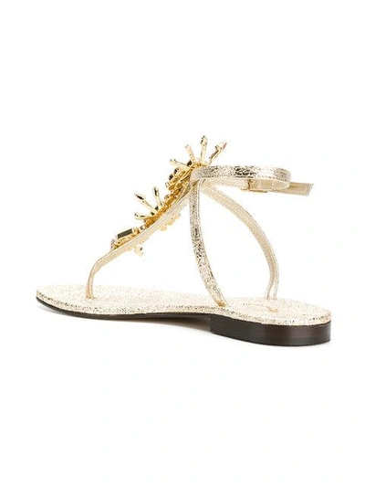 Shop Emanuela Caruso Crystal Embellished Sandals - Metallic