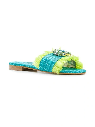 Shop Emanuela Caruso Frayed Sandals In Blue