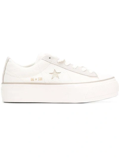 Converse One Star Platform Trainers In White | ModeSens
