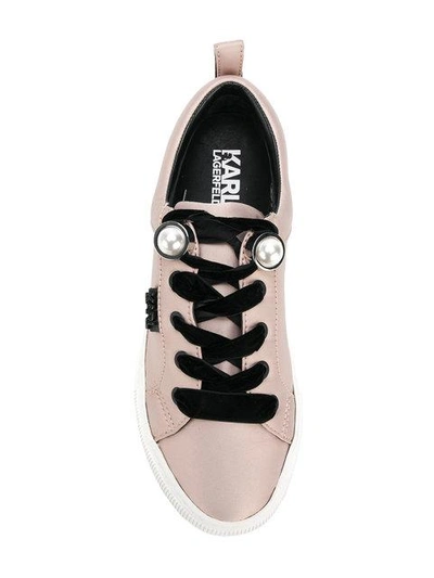 Shop Karl Lagerfeld Pearl Detail Low-top Sneakers