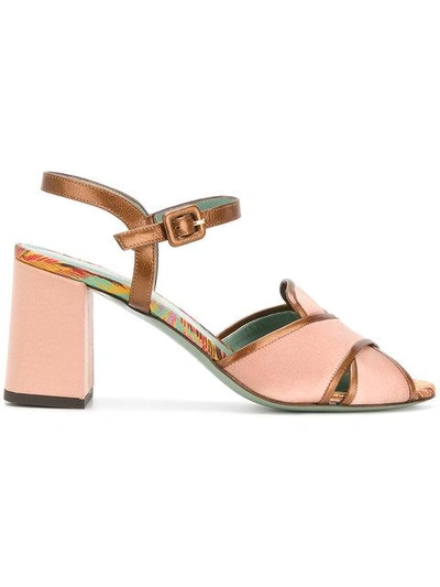 Shop Paola D'arcano Block Heel Sandals In Brown