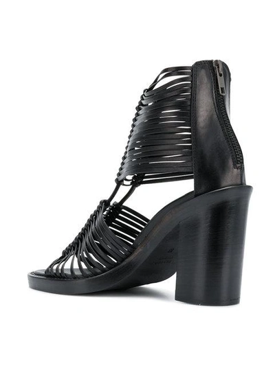 Shop Ann Demeulemeester Strappy Chunky Heel Sandal In Black