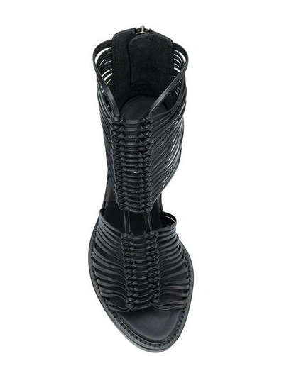 Shop Ann Demeulemeester Strappy Chunky Heel Sandal In Black
