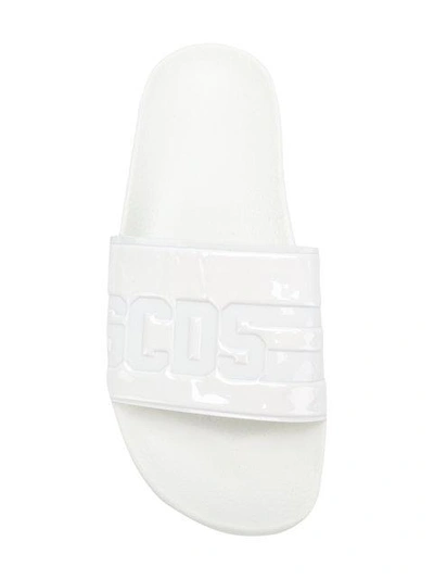 Shop Gcds Embossed Logo Pool Slides In White