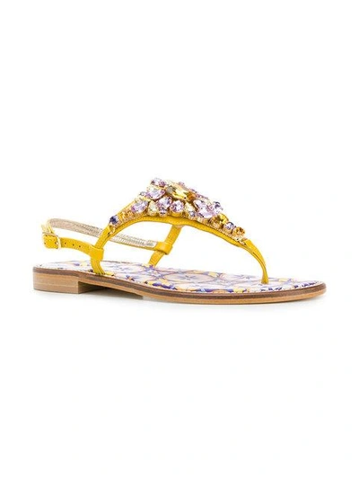 Shop Emanuela Caruso Embellished Sandals In Yellow