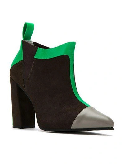 Studio Chofakian Color Blocked Ankle Boots - Brown In Brown
