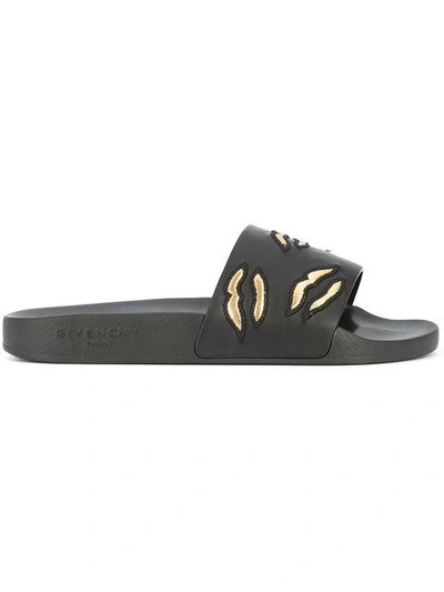 Shop Givenchy Lips Slides - Black