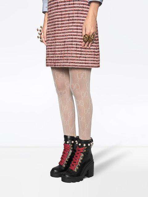gucci combat boots with pearls