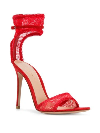 Shop Gianvito Rossi Lace Sandals In Red