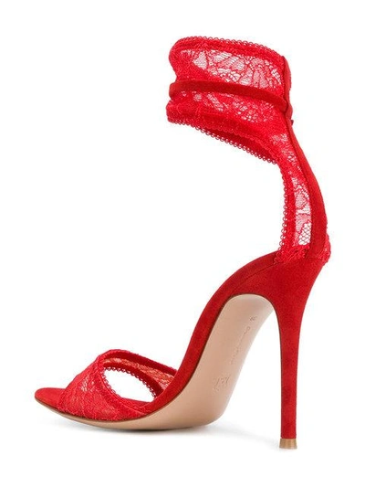 Shop Gianvito Rossi Lace Sandals In Red