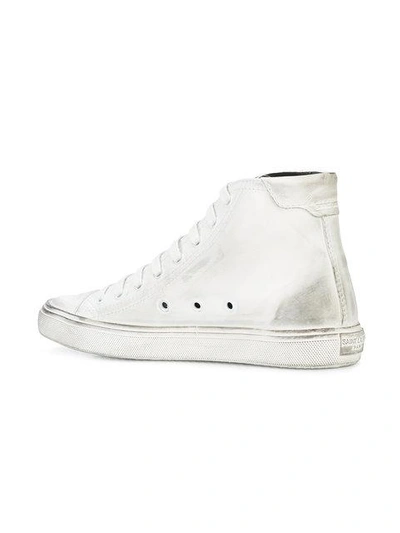 Shop Saint Laurent Logo Lace-up Sneakers In White