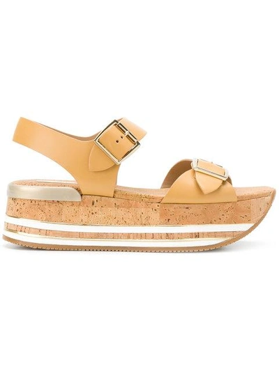 Shop Hogan Platform Sandals In Brown