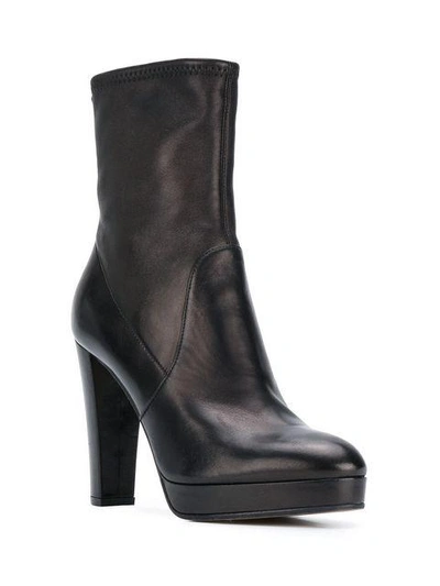 Shop Sergio Rossi Chunky Heel Ankle Boots In Black
