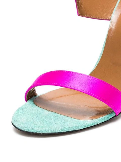 Shop Darmaki Pink Bianca 100 Leather Sandals In Pink & Purple