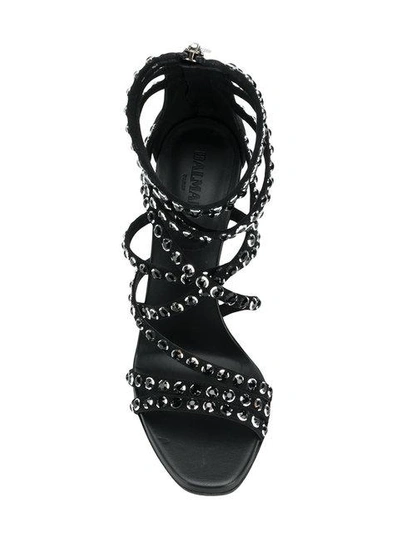 Shop Balmain Crystal-embellished Strappy Sandals In Black