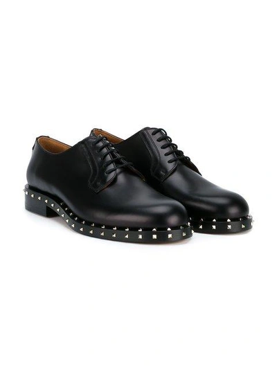 Shop Valentino Garavani Soul Rockstud Lace-up Shoes - Black