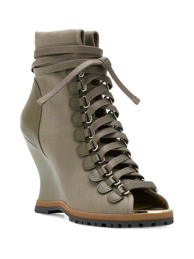 Shop Chloé River Wedge Boots In Green
