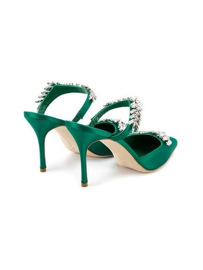 Shop Manolo Blahnik Lurum 90mm Mules In Green