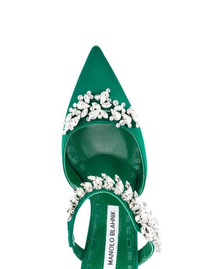 Shop Manolo Blahnik Lurum 90mm Mules In Green