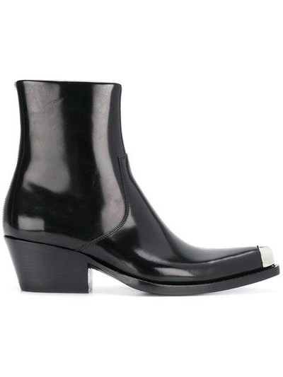 Shop Calvin Klein 205w39nyc Steel Toe Cap Ankle Boots In Black