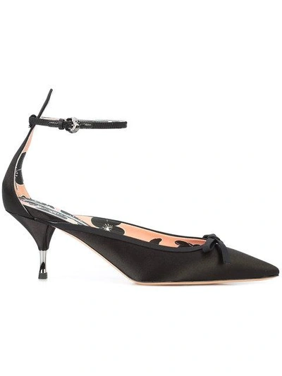 Shop Rochas Pointed Bow Pumps In Black