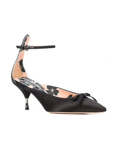 Shop Rochas Pointed Bow Pumps In Black