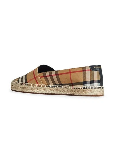 Shop Burberry Vintage Check And Leather Espadrilles In Brown