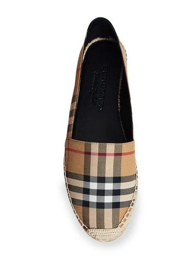 Shop Burberry Vintage Check And Leather Espadrilles In Brown