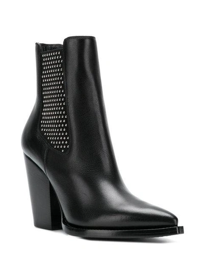 Shop Saint Laurent Microstud Theo Boots In Black
