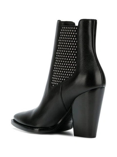 Shop Saint Laurent Microstud Theo Boots In Black