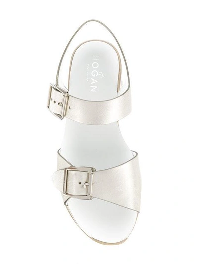 Shop Hogan Platform Sandals - Metallic