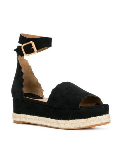 Shop Chloé Lauren Wedge Sandals In Black
