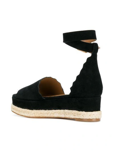 Shop Chloé Lauren Wedge Sandals In Black