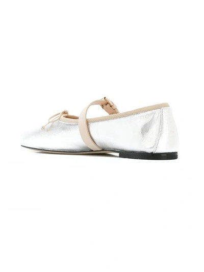 Shop Giambattista Valli Metallic Buckle Ballerina Shoes In Grey