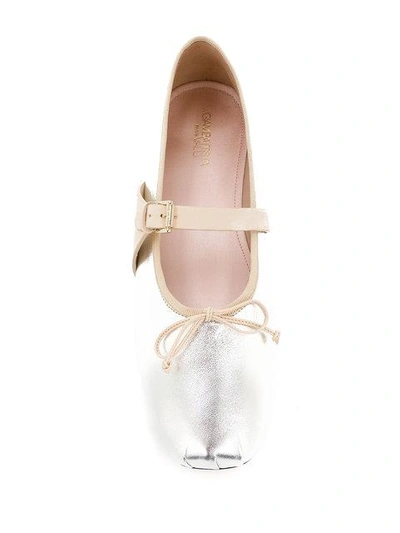 Shop Giambattista Valli Metallic Buckle Ballerina Shoes In Grey