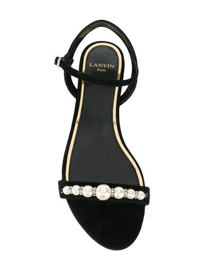 Shop Lanvin Pearl-embellished Sandals - Black