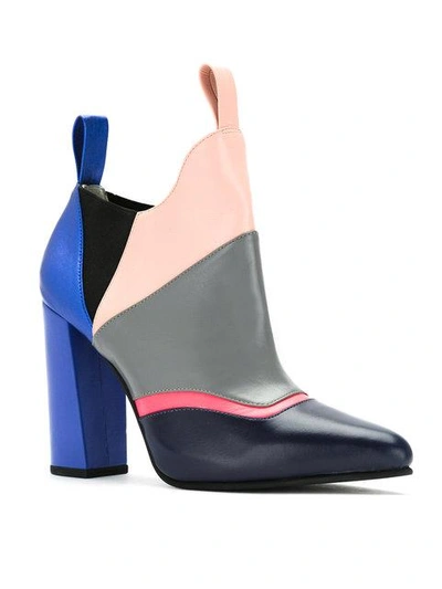 Shop Studio Chofakian Color Blocked Ankle Boots In Multicolour