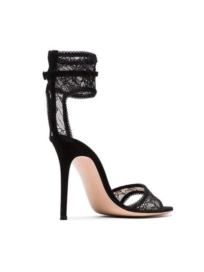 Shop Gianvito Rossi Black 105 Lace Ankle Strap Sandals