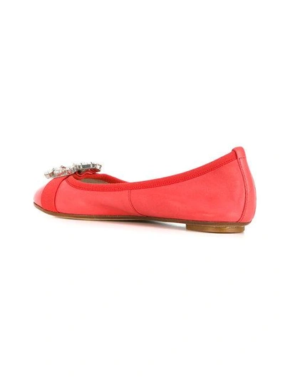 Shop Anna Baiguera Embellished Buckle Ballerinas In Pink